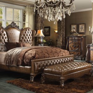 Versailles Collection (Cherry Oak Finish 2 Tone Light Brown PU Upholstery)