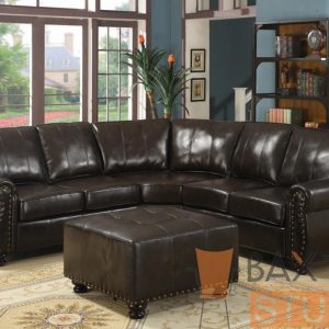 Baxton Studio Hammond Brown Leather Modern Sectional Sofa