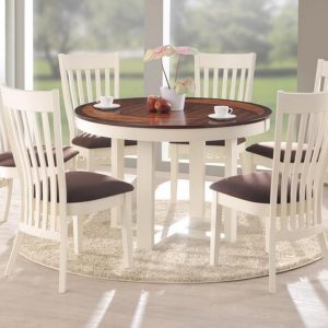 Baxton Studio Shippen White and Brown 7 Piece Modern Dining Set