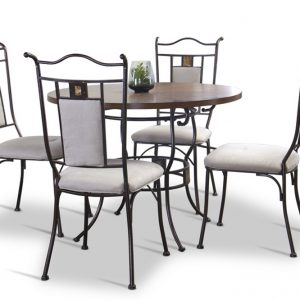 Baxton Studio Tirana Wood and Metal 5-Piece Transitional Dining Set