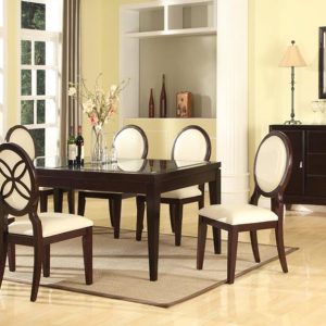 Baxton Studio Vandegriff Brown and Ivory 8-Piece Modern Dining Set