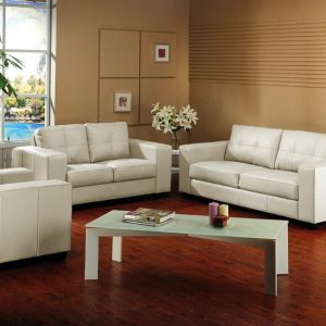 Baxton Studio Whitney Ivory Leather Modern Sofa Set