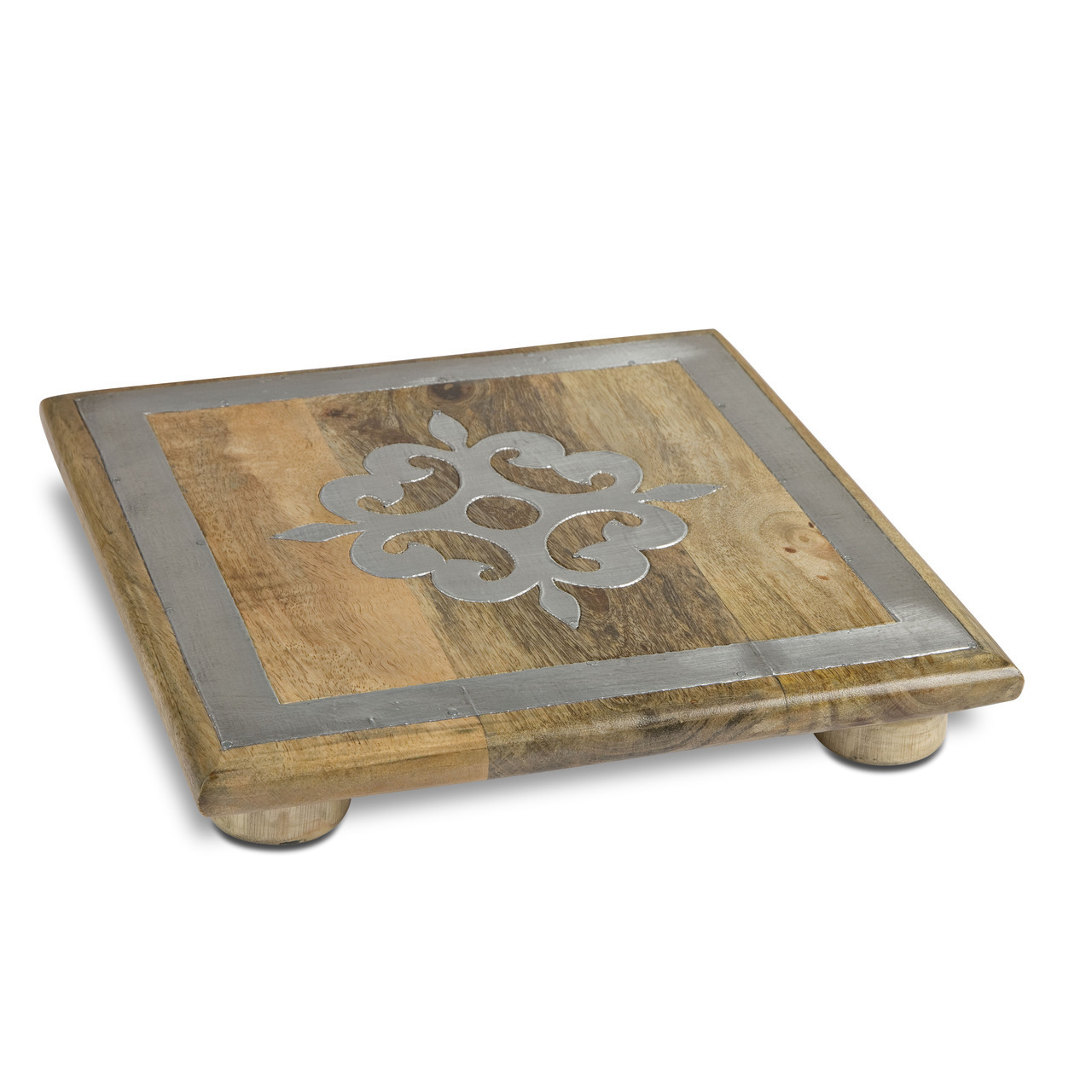 Heritage Collection Wood Trivet wth Metal Inlay