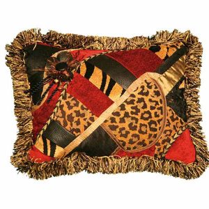 Animal & Red Pieced Rectangle Accent Pillow