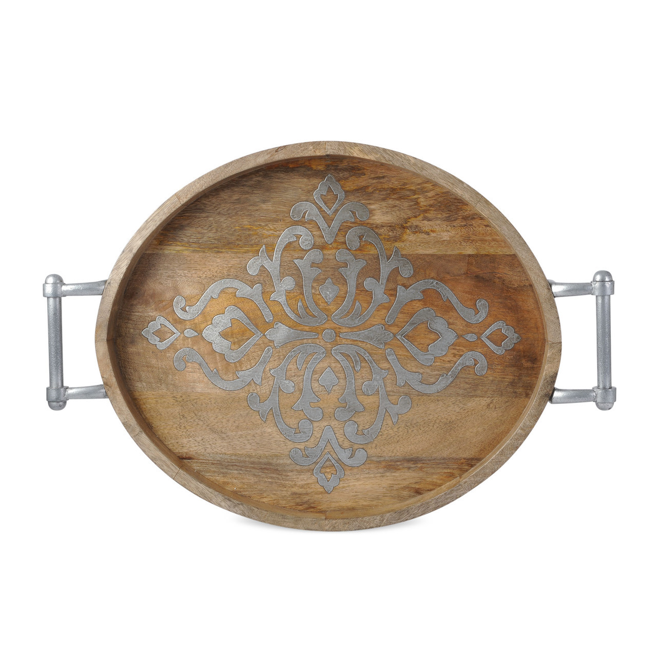 GG Heritage Collection Large Wood/Metal Oval Tray